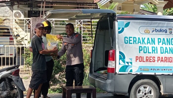 Gerakan Pangan Murah, Polres Parimo dan Bulog Salurkan 100 Ton Beras ke Masyarakat