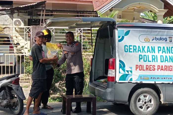 Gerakan Pangan Murah, Polres Parimo dan Bulog Salurkan 100 Ton Beras ke Masyarakat