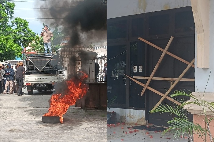 Kantor Komnas HAM Sulteng Disegel, Massa Aksi di Palu Tuntut Pencopotan Kepala Perwakilan Palu, MemoSulawesi.id - Kantor Komnas HAM Sulteng Disegel warga saat ratusan massa yang tergabung dalam Aliansi Mahasiswa dan Masyarakat Sulteng Bersatu menggelar aksi demonstrasi di depan Kantor Perwakilan Komnas HAM Sulawesi Tengah, Jl Suprapto, Kota Palu, Senin 9 Maret 2026. Massa aksi tiba di lokasi menggunakan mobil sound system dan puluhan kendaraan roda dua. Aksi tersebut dimulai sekitar pukul 15.10 WITA dengan membawa sejumlah spanduk tuntutan. Para demonstran mendesak pencopotan Kepala Perwakilan (Kaper) Komnas HAM Sulteng, Livand Breemer, yang menjabat sejak 2025. Mereka menilai kepemimpinan Livand perlu dievaluasi terkait berbagai isu yang berkembang di masyarakat. Koordinator lapangan aksi, Amier Sidik, dalam orasinya menuding Livand Breemer memiliki kolam perendaman emas secara pribadi di kawasan Poboya, Kota Palu. Ia juga menyebut adanya dugaan kerja sama operasional dengan seseorang berinisial S. “Jangan sok suci. Ketua Komnas HAM Sulteng ini ibarat maling teriak maling,” teriak Amier Sidik dalam orasinya di depan massa aksi. Dalam aksi tersebut, massa juga membakar ban bekas serta melempar tomat busuk dan kotoran hewan ke halaman kantor. Tindakan itu menyebabkan area kantor terlihat kotor. Amier Sidik juga menyebut dugaan bahwa Livand pernah memasok 42 kaleng sianida yang diduga ilegal ke kawasan Poboya. Selain itu, ia menuding adanya pengiriman satu unit alat berat jenis excavator ke lokasi aktivitas pertambangan rakyat. “Ketua Komnas HAM Sulteng pernah memasok 42 kaleng sianida ke Poboya dan satu unit alat berat,” ujar Amier. Orator lain, Imam Safa’at, turut mengkritik sikap Livand Breemer yang dinilai sering menyoroti aktivitas tambang rakyat, sementara masih banyak persoalan hak asasi manusia lain yang belum tuntas. Menurut Imam, sejumlah korban bencana di Sulawesi Tengah masih tinggal di hunian sementara (Huntara) dan membutuhkan perhatian serius terkait pemenuhan hak mereka. “Banyak saudara kita korban bencana yang masih tinggal di Huntara dan perlu dibela haknya. Tapi Ketua Komnas HAM Sulteng justru sering mendesak penindakan tambang rakyat,” kata Imam dalam orasinya. Imam juga menilai pernyataan Livand di berbagai media mengenai penolakan tambang ilegal di Poboya, termasuk penggunaan sianida, memicu polemik di tengah masyarakat. Hingga sekitar satu jam aksi berlangsung, Kepala Perwakilan Komnas HAM Sulteng tidak menemui massa demonstran. Kondisi tersebut memicu kemarahan sebagian massa yang kembali melempar telur dan tomat ke arah kantor. Aksi tersebut membuat halaman hingga bagian dalam kantor menjadi kotor. Massa juga memasang palang kayu sebagai bentuk penyegelan serta mencoret dinding kantor menggunakan cat semprot. Peristiwa tersebut membuat Kantor Komnas HAM Sulteng Risegel Warga sebagai bentuk protes terhadap pimpinan lembaga tersebut di daerah. Klarifikasi Kepala Perwakilan Komnas HAM Sulteng Terpisah, Kepala Perwakilan Komnas HAM Sulteng, Livand Breemer, yang ditemui wartawan setelah massa membubarkan diri menegaskan bahwa dirinya tetap berpihak kepada masyarakat. Ia membantah tudingan keterlibatan dalam aktivitas pertambangan ilegal di Kelurahan Poboya, Kota Palu. “Kalau ada yang menduga, silakan buktikan dalilnya,” kata Livand kepada awak media seusai demonstrasi. Livand juga menanggapi tudingan terkait kepemilikan kolam perendaman emas. Ia mengakui pernah dijanjikan kolam perendaman, namun menyebut hingga saat ini fasilitas tersebut tidak pernah beroperasi. “Saya memang dijanjikan diberikan kolam perendaman, tetapi sampai sekarang tidak ada isi dan tidak ada hasil,” ujarnya. Mantan Ketua Komnas HAM Papua itu juga menyebut aksi demonstrasi merupakan bagian dari mekanisme penyampaian aspirasi masyarakat. Terkait penyegelan kantor, Livand menegaskan aktivitas perkantoran tetap berjalan seperti biasa. “Kami akan tetap buka karena kami berkantor,” ucapnya menegaskan. *** kantor komnas ham sulteng disegel warga, demo komnas ham sulteng palu, livand breemer komnas ham sulteng, aksi mahasiswa di kantor komnas ham sulteng, penyegelan kantor komnas ham sulteng, tambang poboya palu, dugaan keterlibatan tambang ilegal poboya, massa segel kantor komnas ham palu, berita demo palu hari ini, komnas ham sulteng terbaru